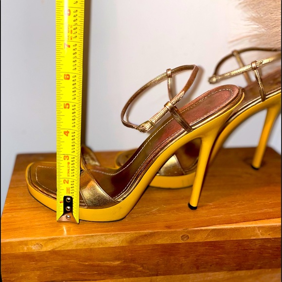 VINTAGE GOLD BAMBOO CASADEI HIGH HEELS SZ 9 - Picture 4 of 10